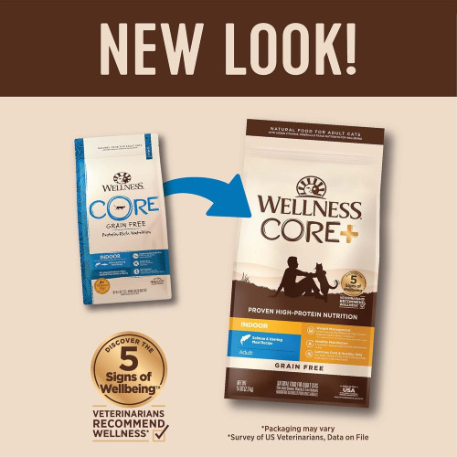 Wellness CORE Grain Free (8327) Indoor Adult : Salmon & Herring Meal Recipe 無穀物室內成貓 三文魚+鯡魚 11lb (新包裝 升級版) (EXP: 9月/2027)